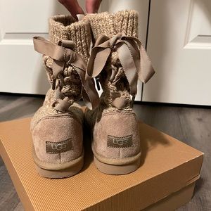 UGG knit bow tie boots